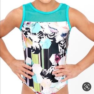 girls multi-color mesh gymnastics leotard adult M